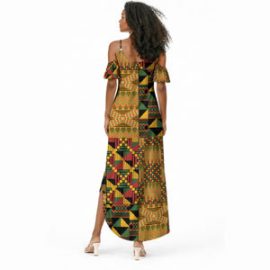 African American Quilt Kente Fusion Summer Maxi Dress Version 1