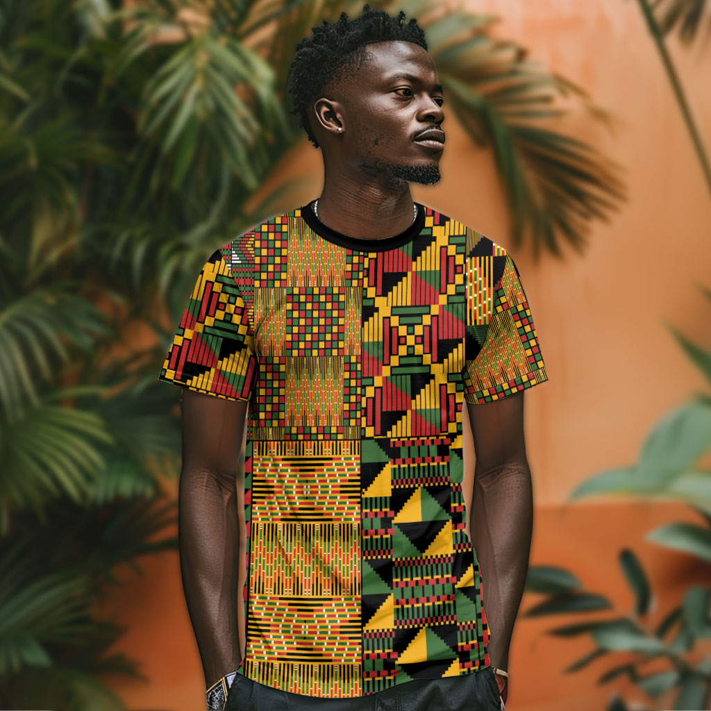 African American Quilt Kente Fusion T shirt Version 1
