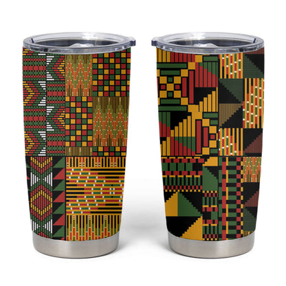 African American Quilt Kente Fusion Tumbler Cup Version 1