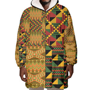 African American Quilt Kente Fusion Wearable Blanket Hoodie Version 1