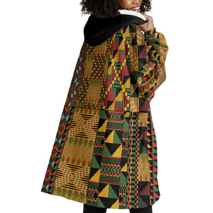 African American Quilt Kente Fusion Wearable Blanket Hoodie Version 1