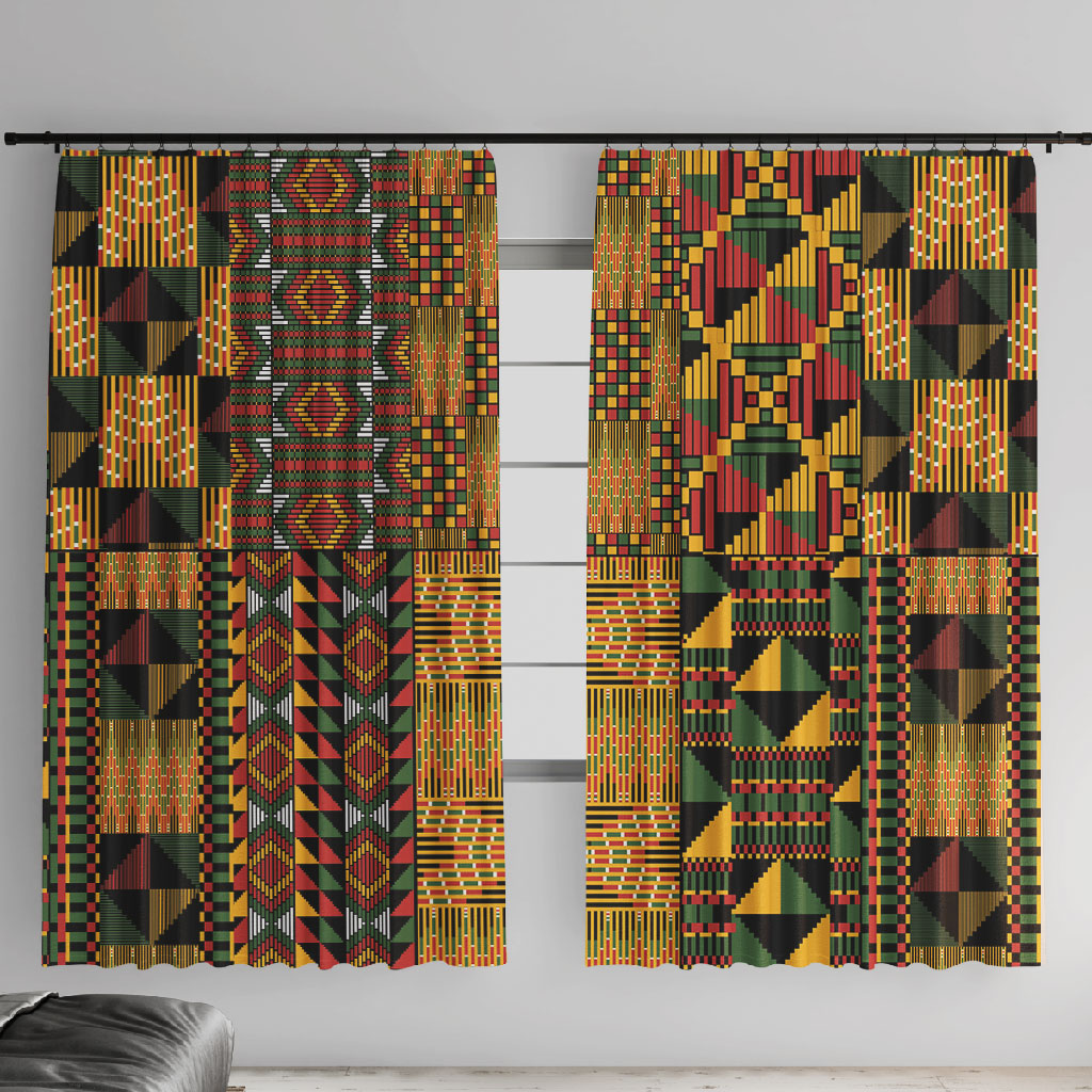 African American Quilt Kente Fusion Window Curtain Version 1