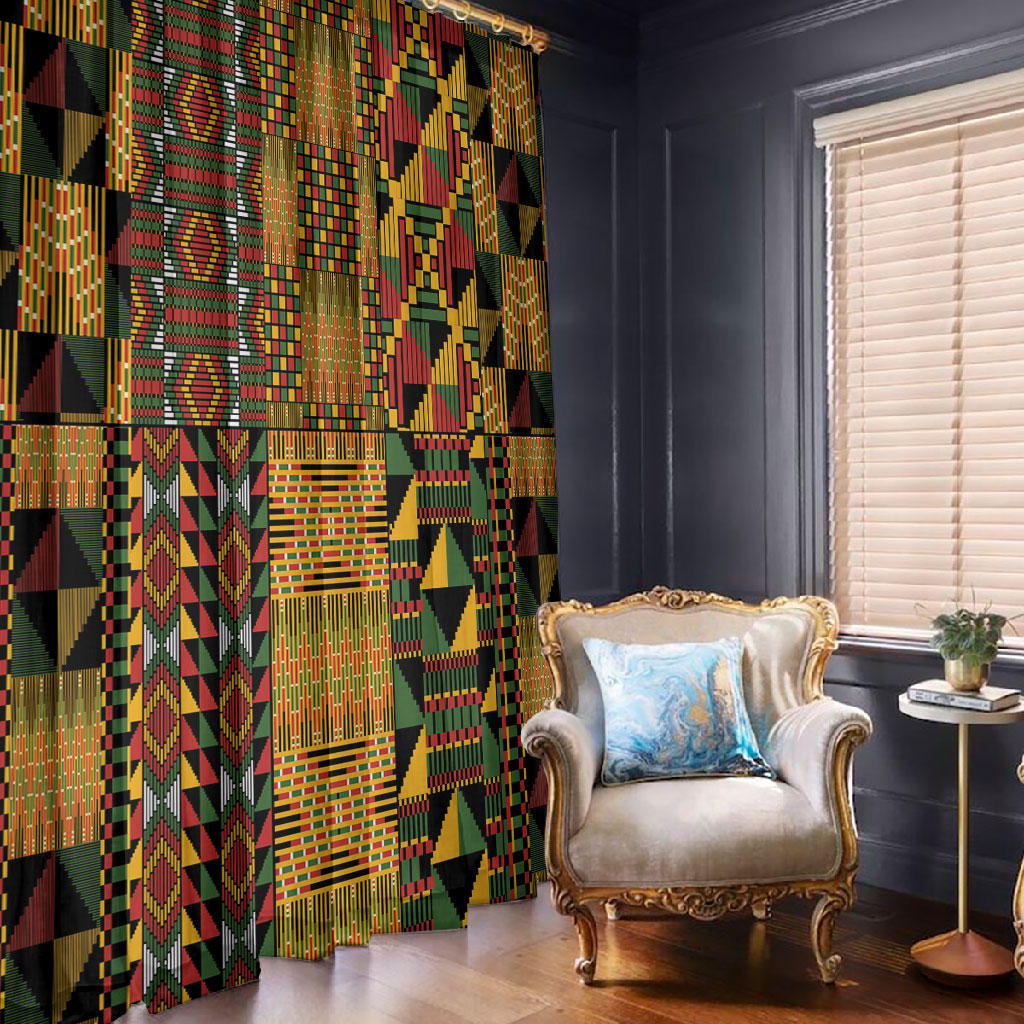 African American Quilt Kente Fusion Window Curtain Version 1