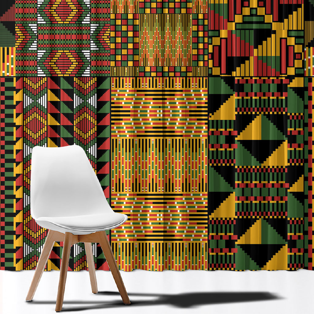 African American Quilt Kente Fusion Window Curtain Version 1