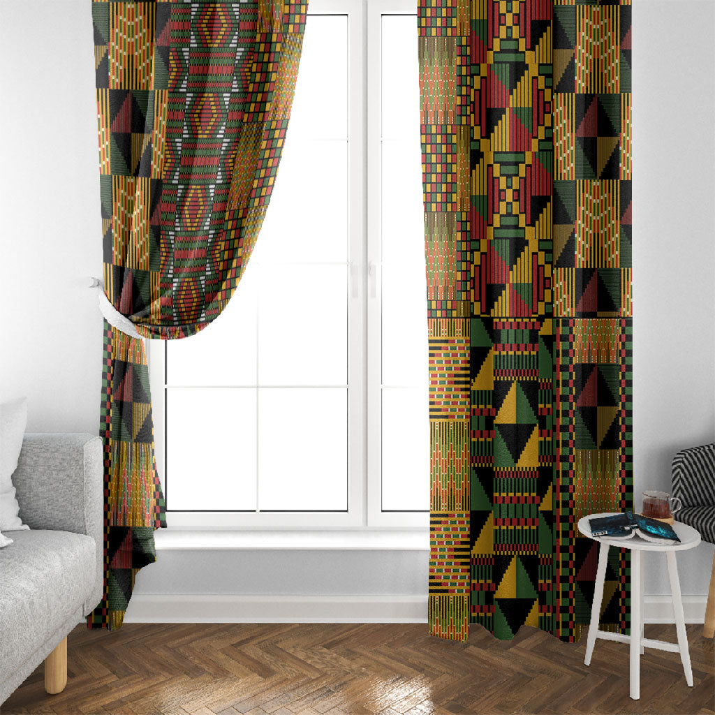 African American Quilt Kente Fusion Window Curtain Version 1