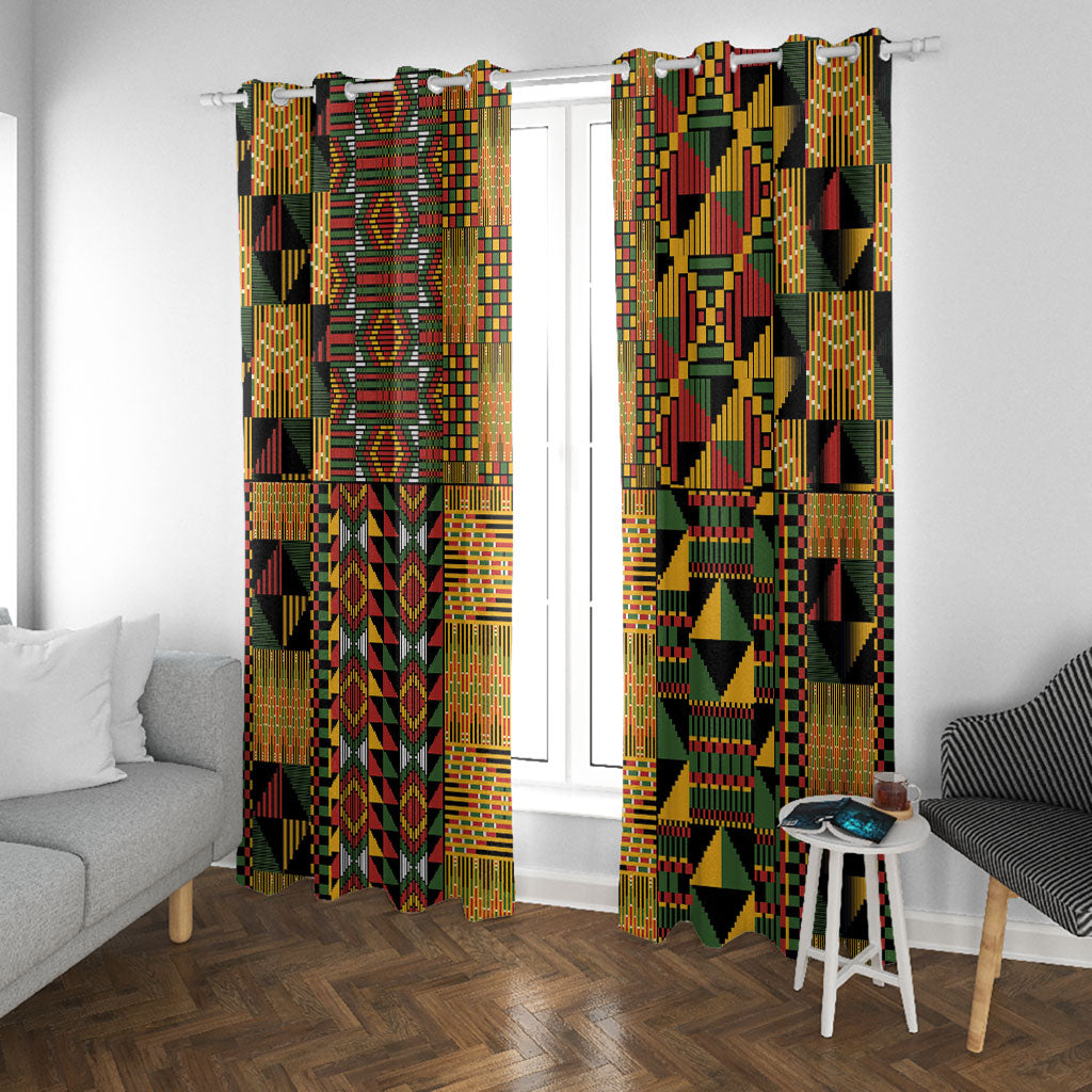 African American Quilt Kente Fusion Window Curtain Version 1