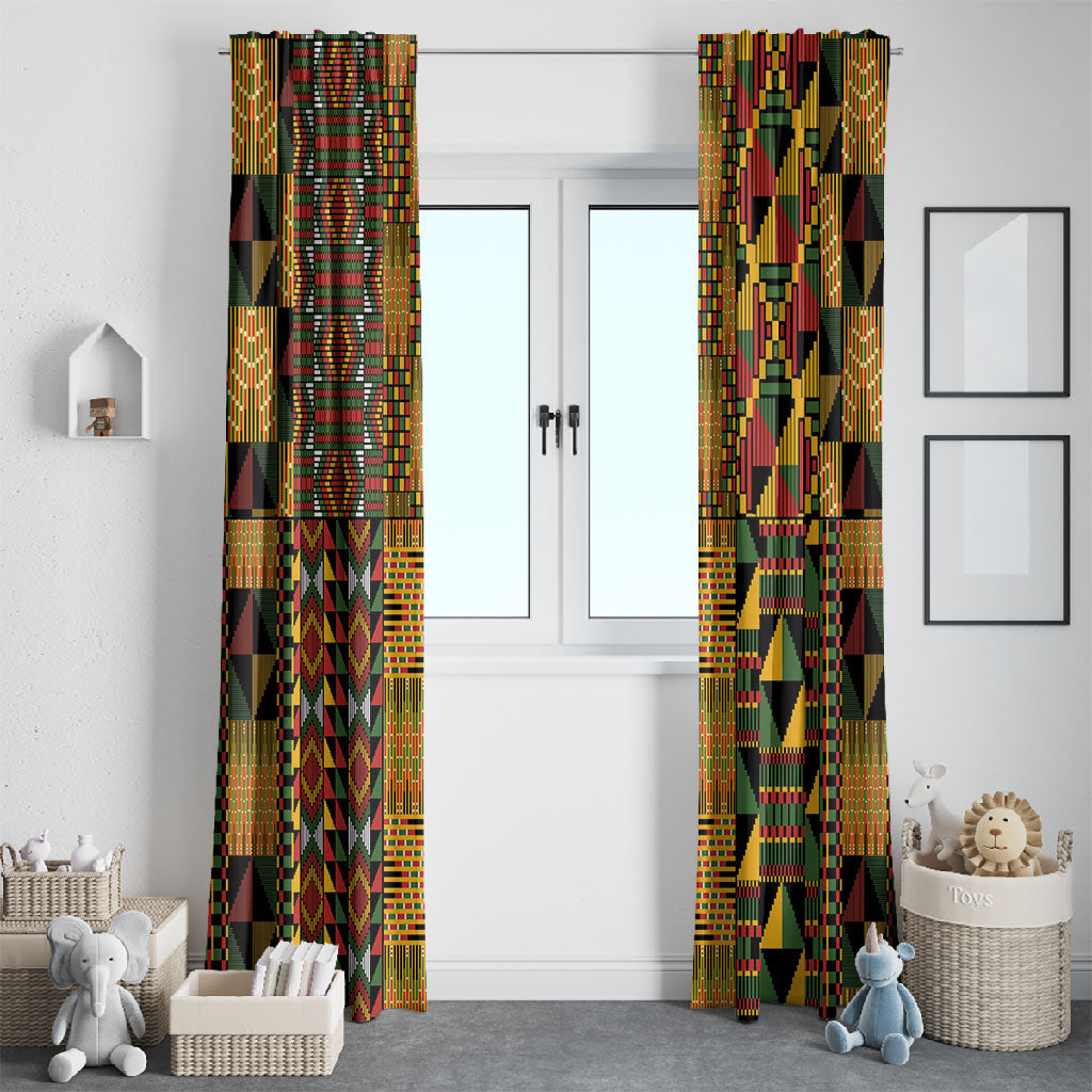 African American Quilt Kente Fusion Window Curtain Version 1