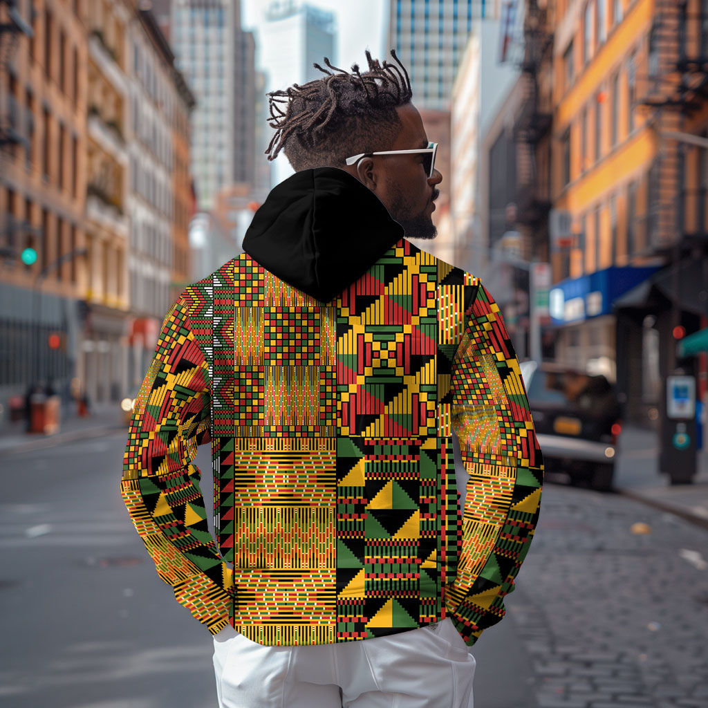 African American Quilt Kente Fusion Zip Hoodie Version 1