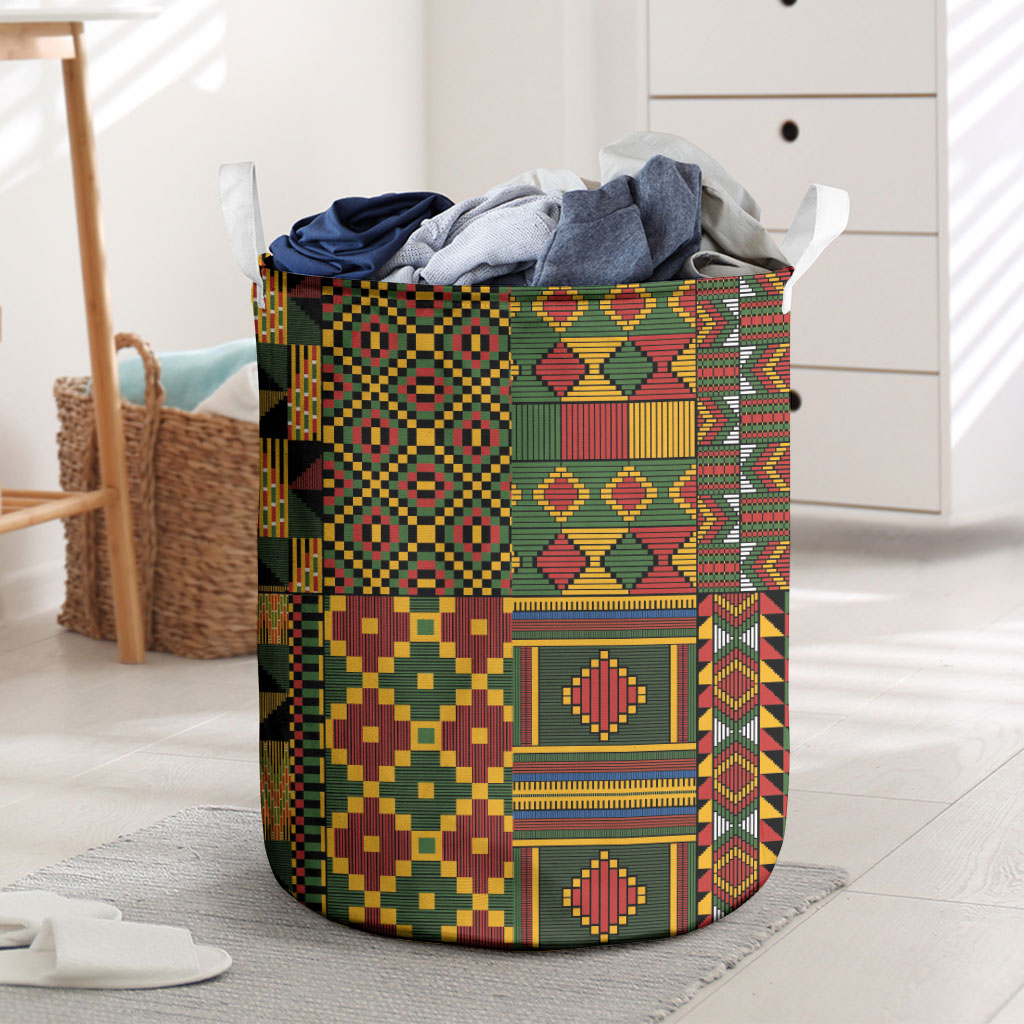 African American Quilt Kente Fusion Laundry Basket Version 2