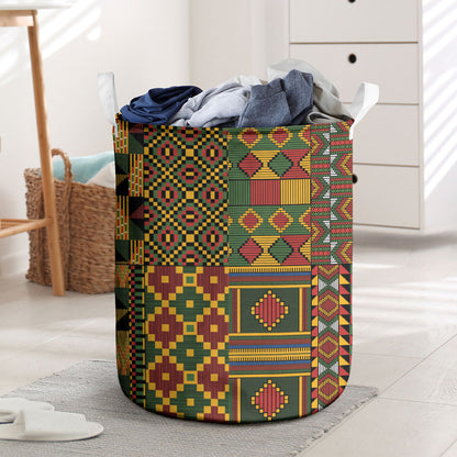 African American Quilt Kente Fusion Laundry Basket Version 2