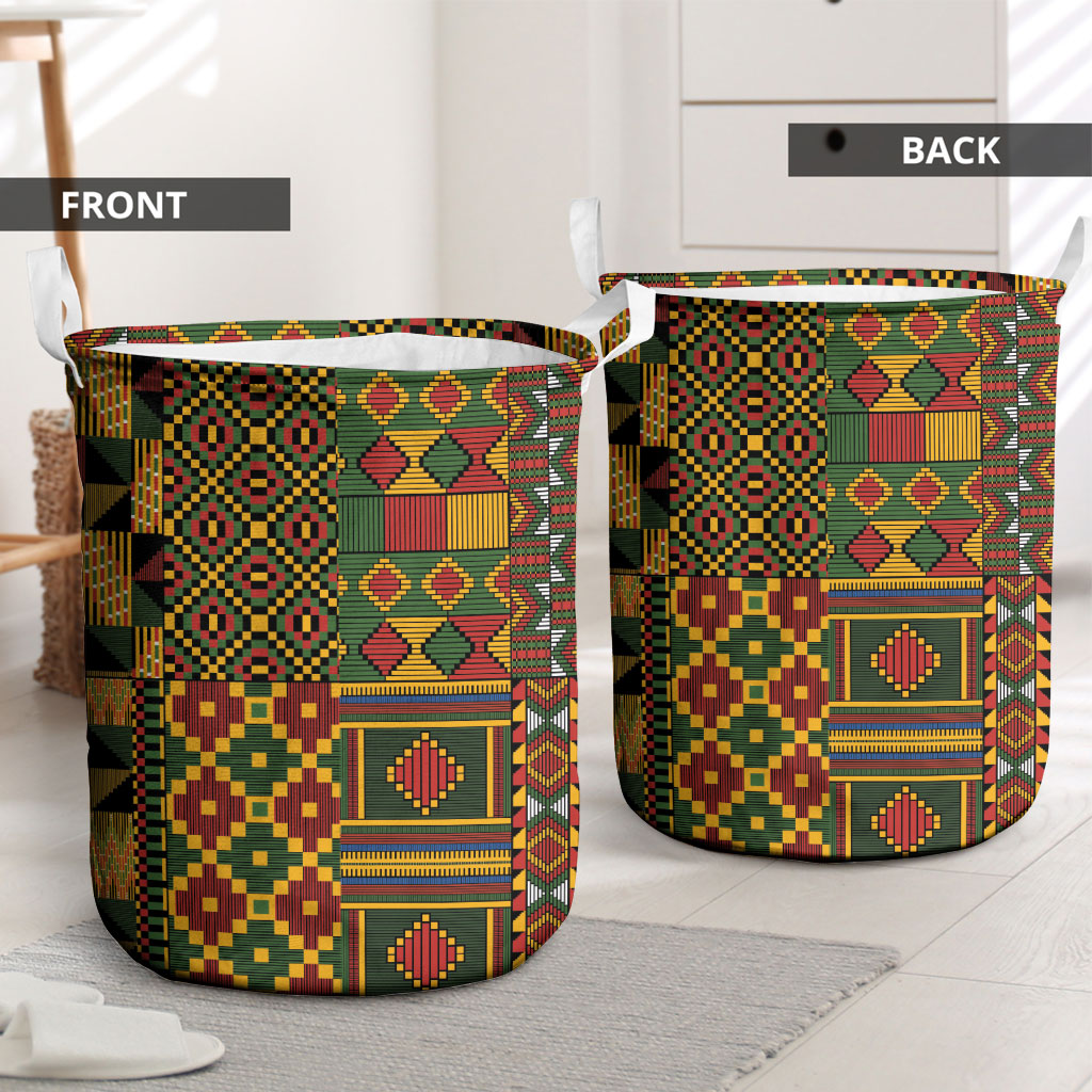 African American Quilt Kente Fusion Laundry Basket Version 2