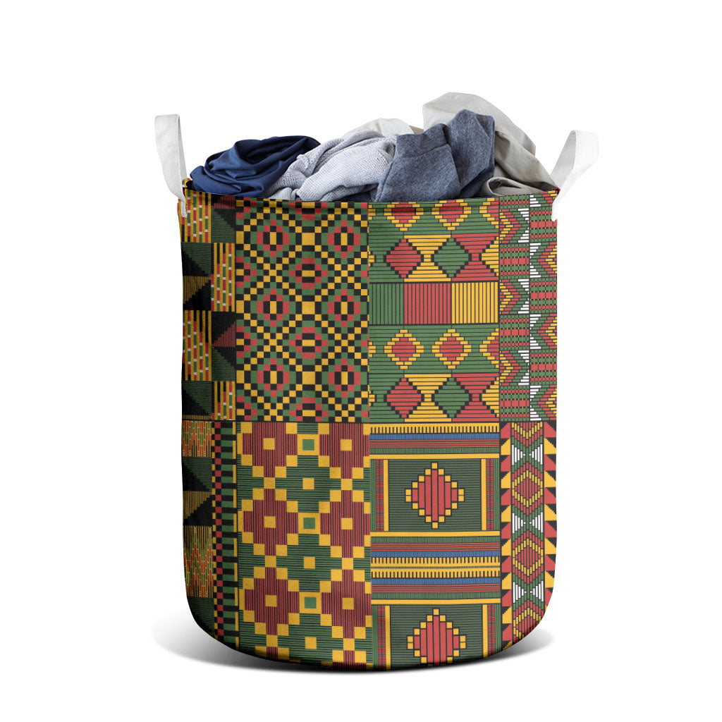 African American Quilt Kente Fusion Laundry Basket Version 2