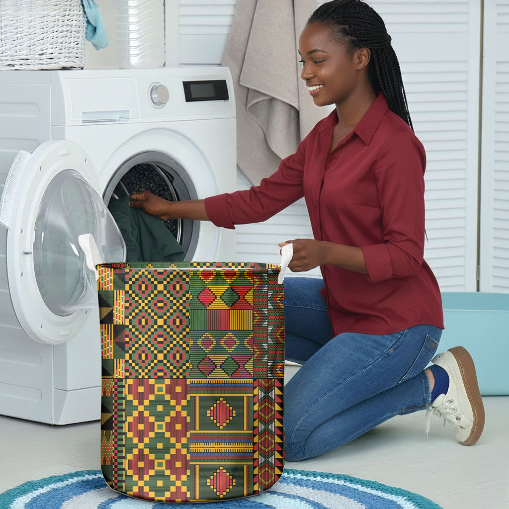 African American Quilt Kente Fusion Laundry Basket Version 2