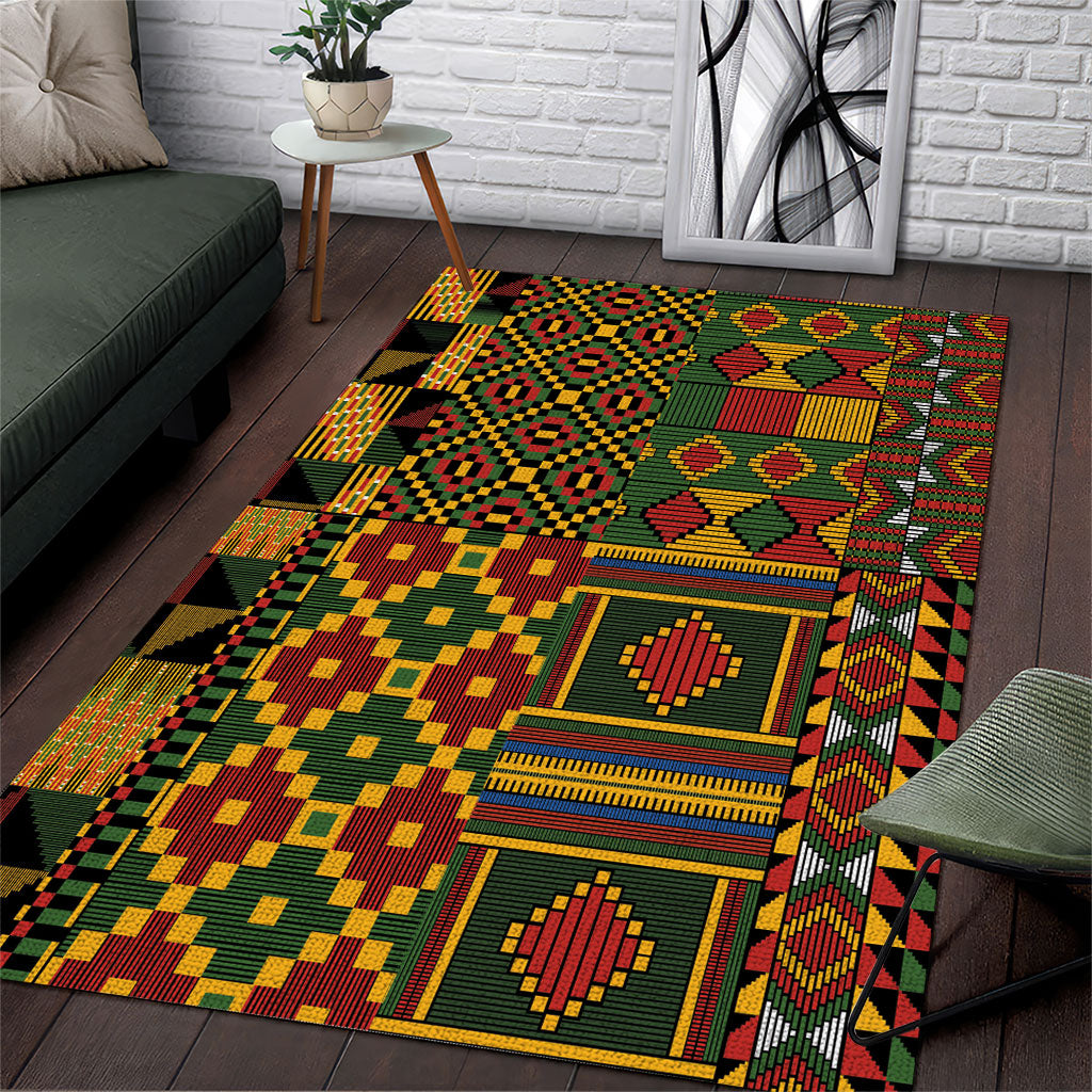African American Quilt Kente Fusion Area Rug Version 2