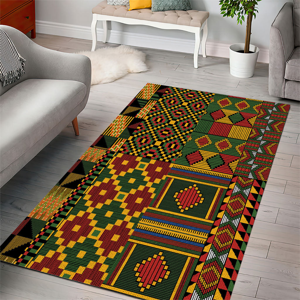 African American Quilt Kente Fusion Area Rug Version 2