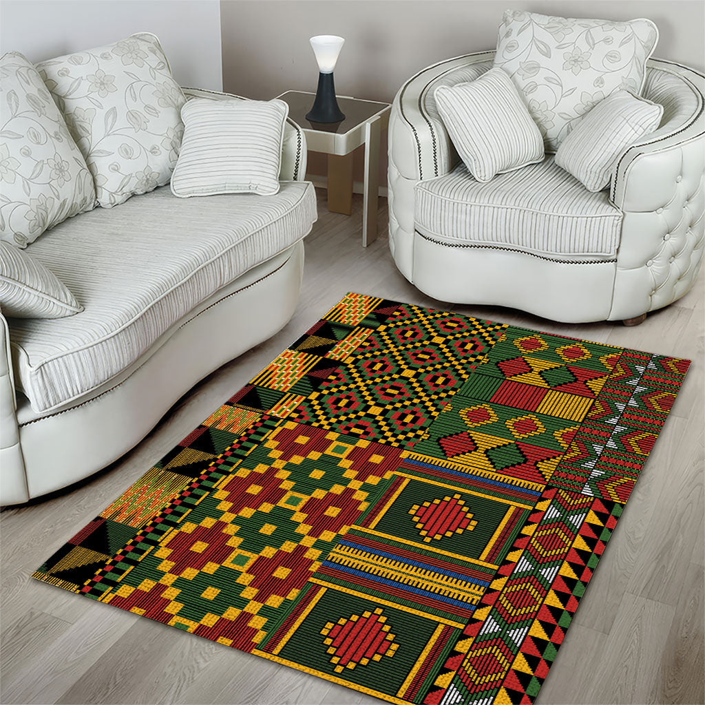 African American Quilt Kente Fusion Area Rug Version 2