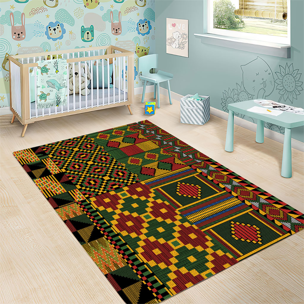 African American Quilt Kente Fusion Area Rug Version 2
