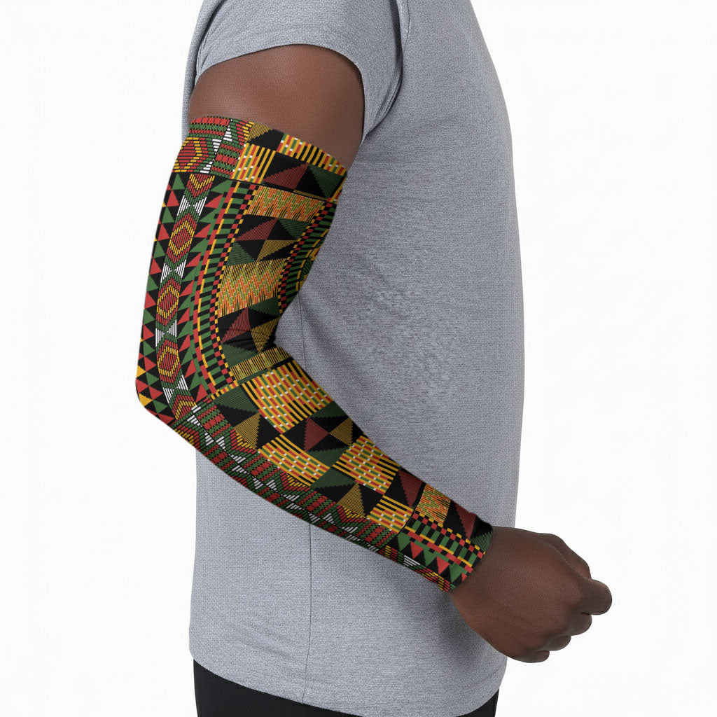 African American Quilt Kente Fusion Arm Sleeves Version 2