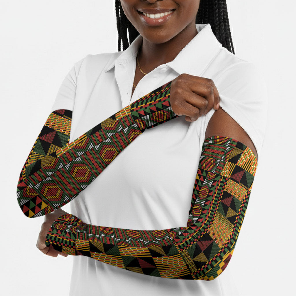 African American Quilt Kente Fusion Arm Sleeves Version 2