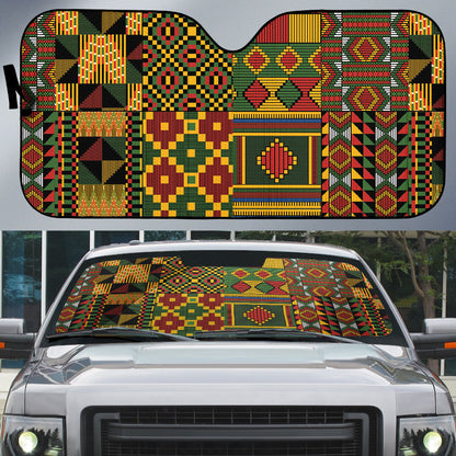 African American Quilt Kente Fusion Auto Sun Shade Version 2