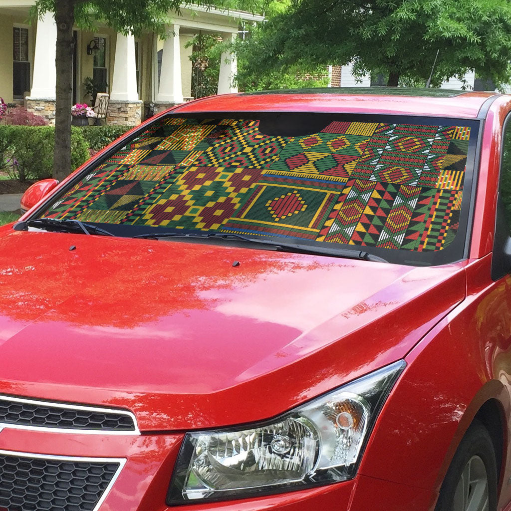 African American Quilt Kente Fusion Auto Sun Shade Version 2