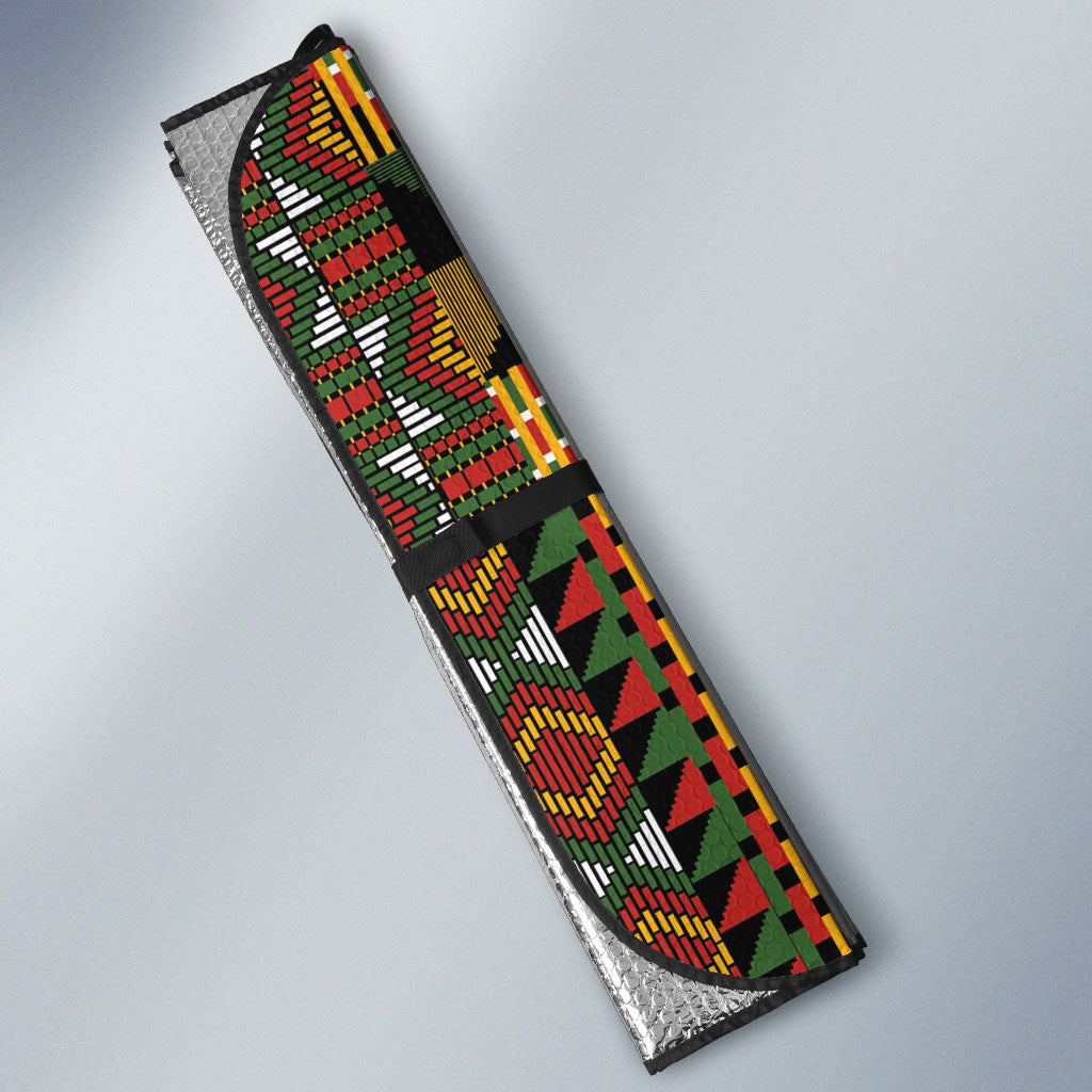 African American Quilt Kente Fusion Auto Sun Shade Version 2