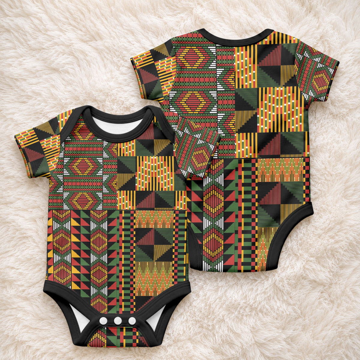 African American Quilt Kente Fusion Baby Onesie Version 2