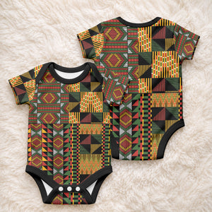African American Quilt Kente Fusion Baby Onesie Version 2