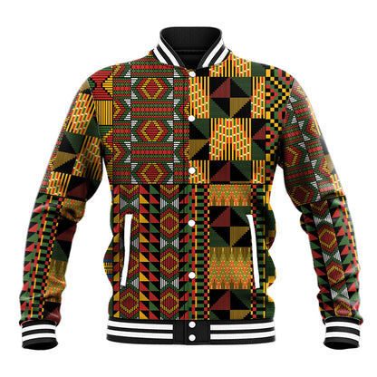 African American Quilt Kente Fusion Baseball Jacket Version 2