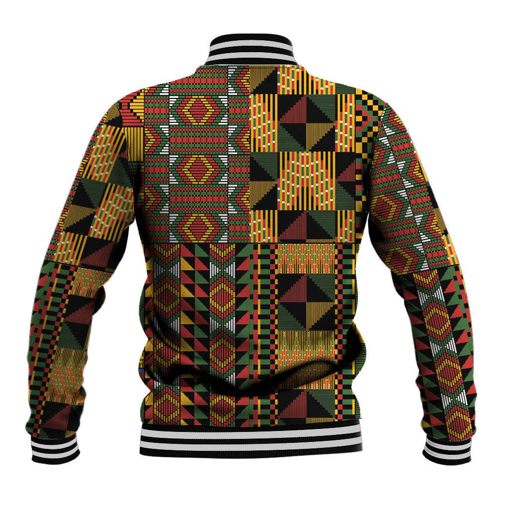 African American Quilt Kente Fusion Baseball Jacket Version 2