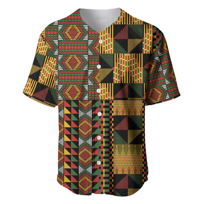 African American Quilt Kente Fusion Baseball Jersey Version 2