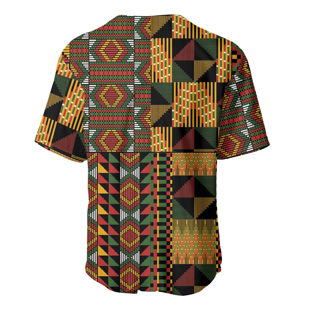 African American Quilt Kente Fusion Baseball Jersey Version 2