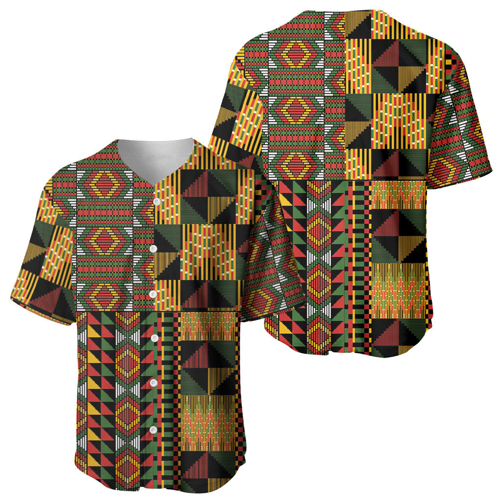 African American Quilt Kente Fusion Baseball Jersey Version 2