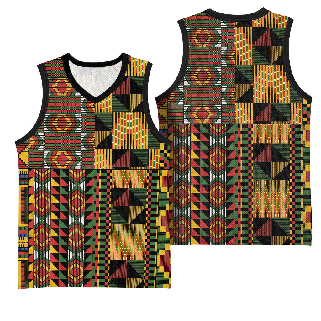 African American Quilt Kente Fusion Basketball Jersey Version 2