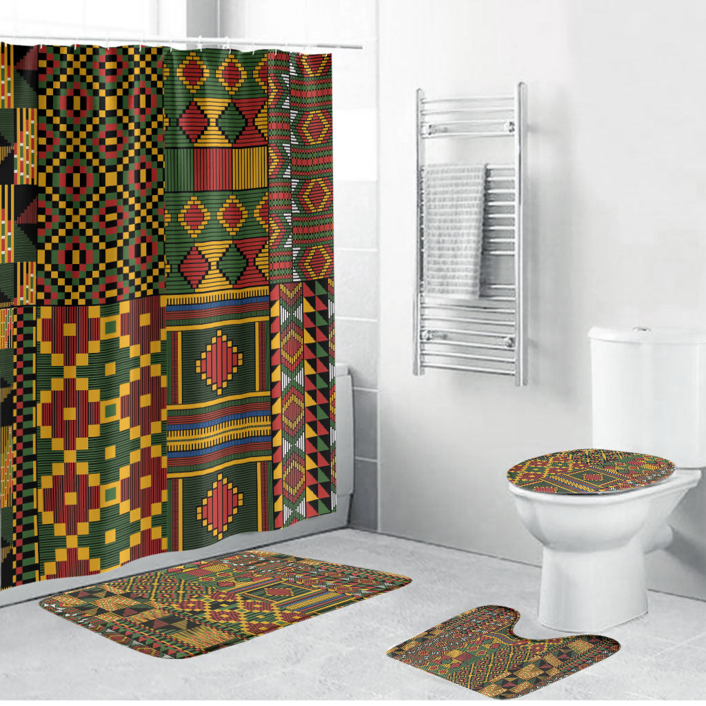 African American Quilt Kente Fusion Bathroom Set Version 2