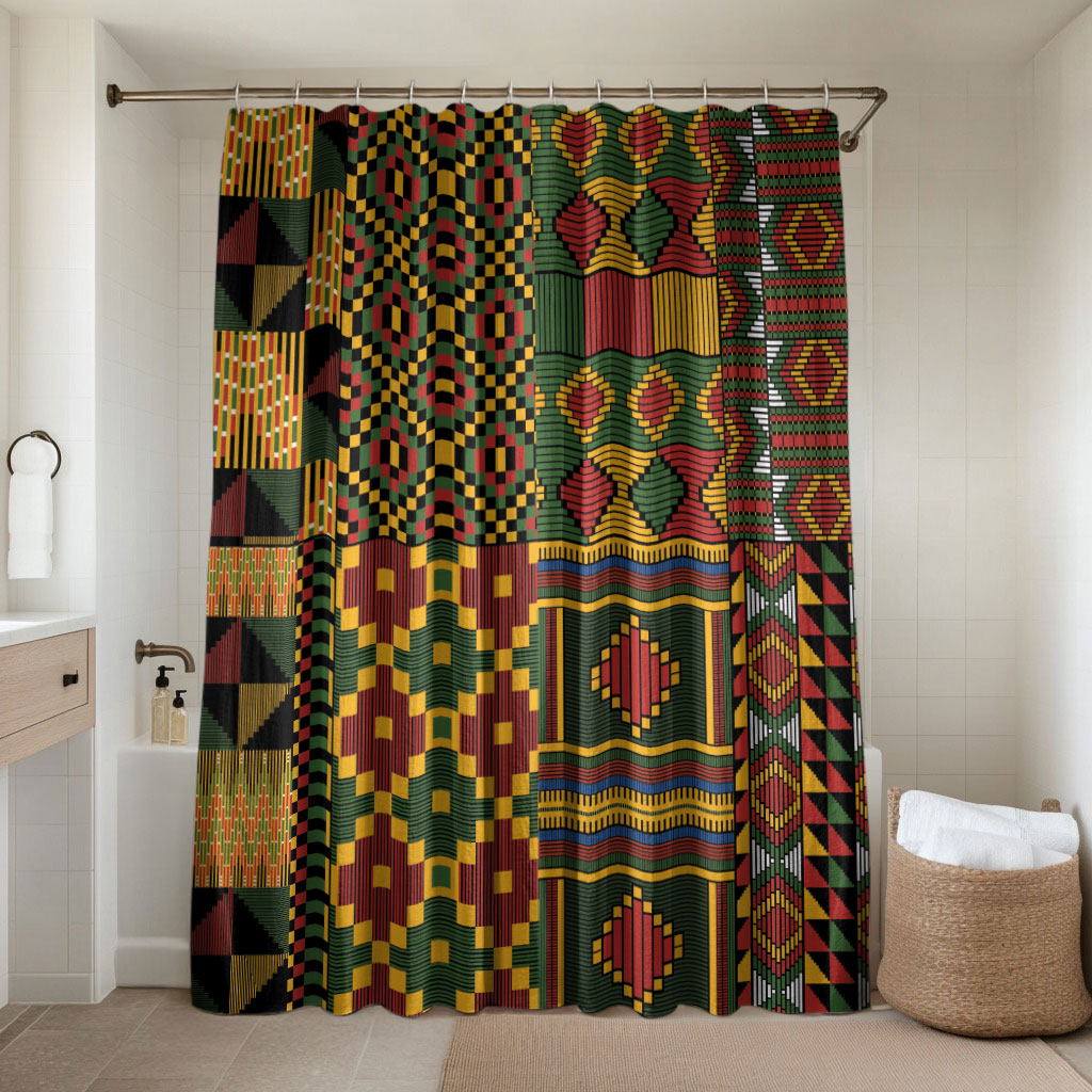 African American Quilt Kente Fusion Bathroom Set Version 2