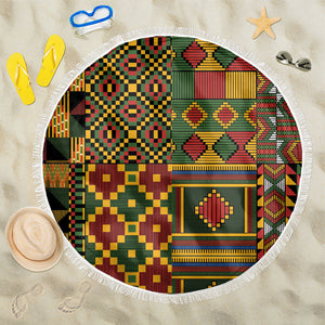 African American Quilt Kente Fusion Beach Blanket Version 2