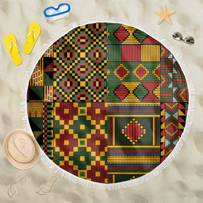 African American Quilt Kente Fusion Beach Blanket Version 2