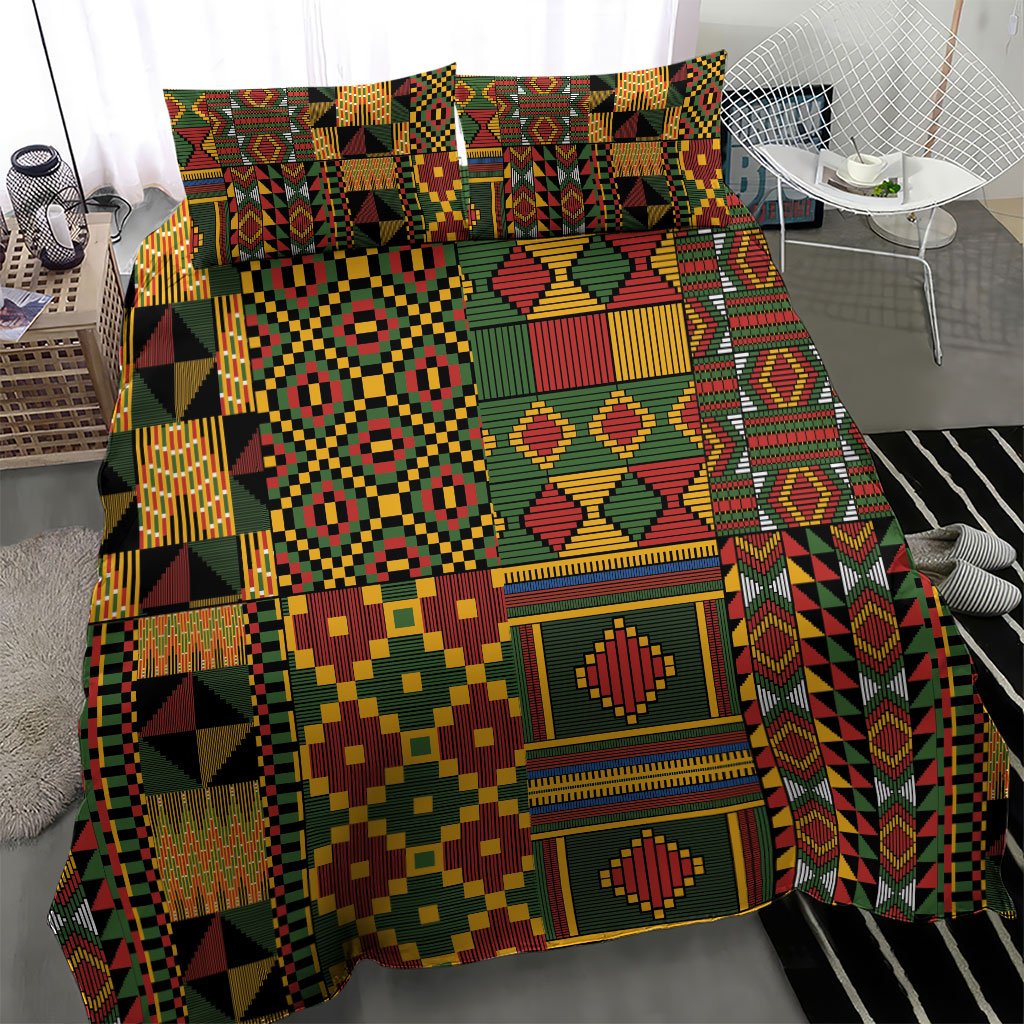 African American Quilt Kente Fusion Bedding Set Version 2