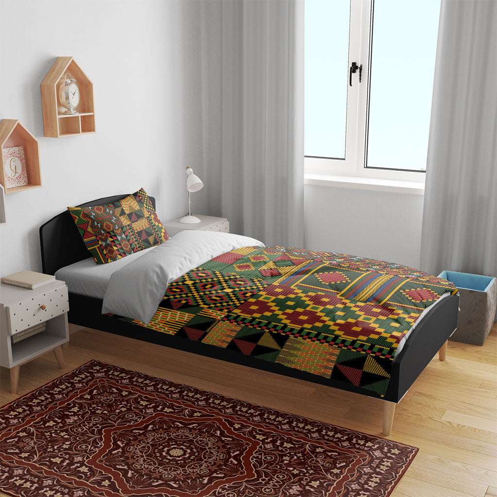 African American Quilt Kente Fusion Bedding Set Version 2