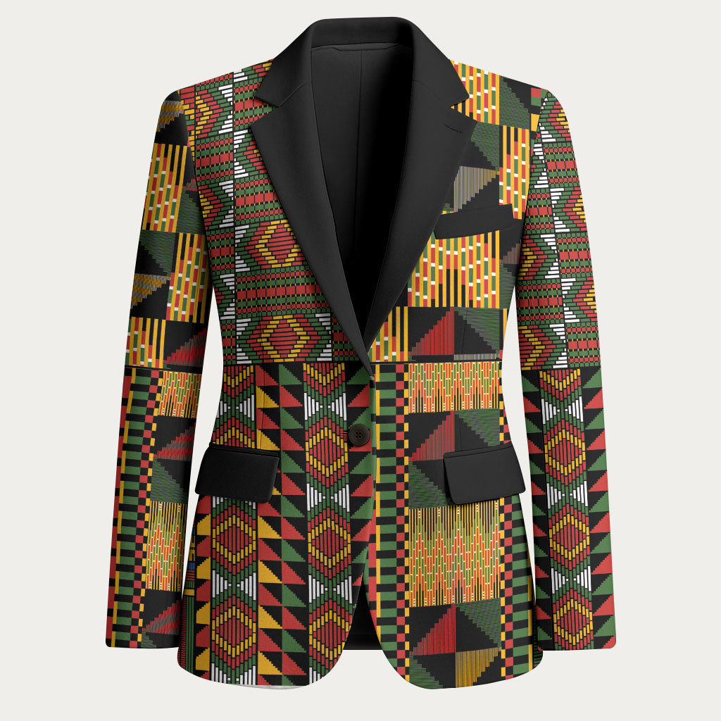 African American Quilt Kente Fusion Blazer Version 2