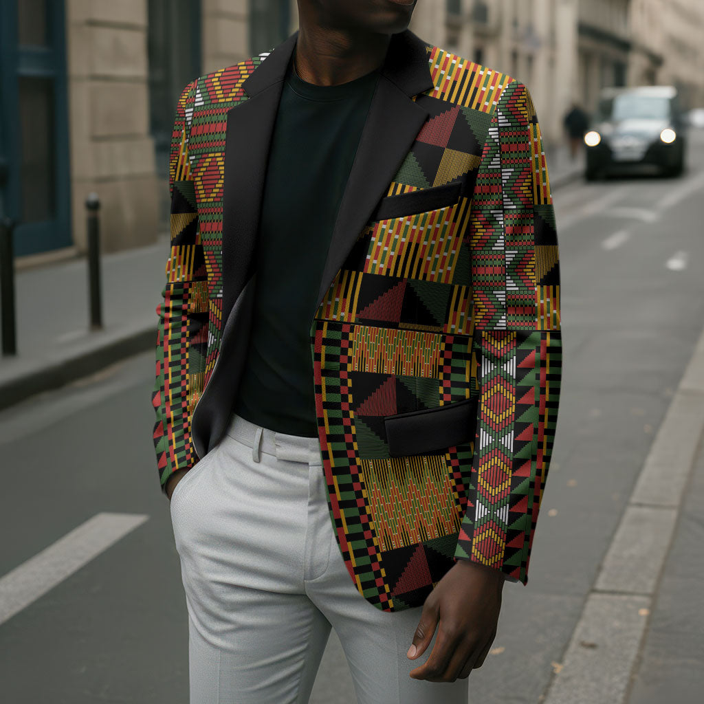 African American Quilt Kente Fusion Blazer Version 2