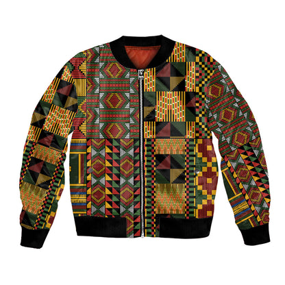 African American Quilt Kente Fusion Bomber Jacket Version 2