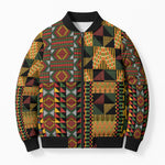 African American Quilt Kente Fusion Bomber Puffer Jacket Version 2