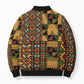 African American Quilt Kente Fusion Bomber Puffer Jacket Version 2