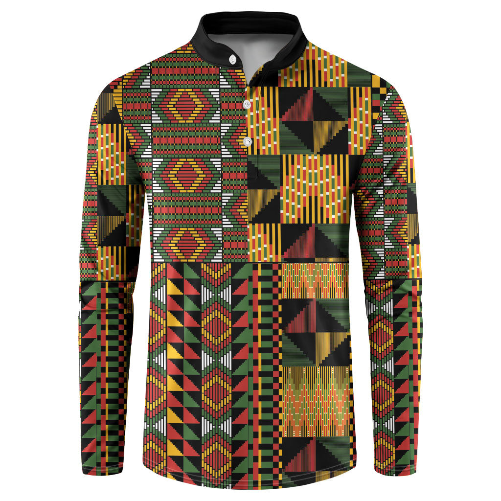 African American Quilt Kente Fusion Button Sweatshirt Version 2