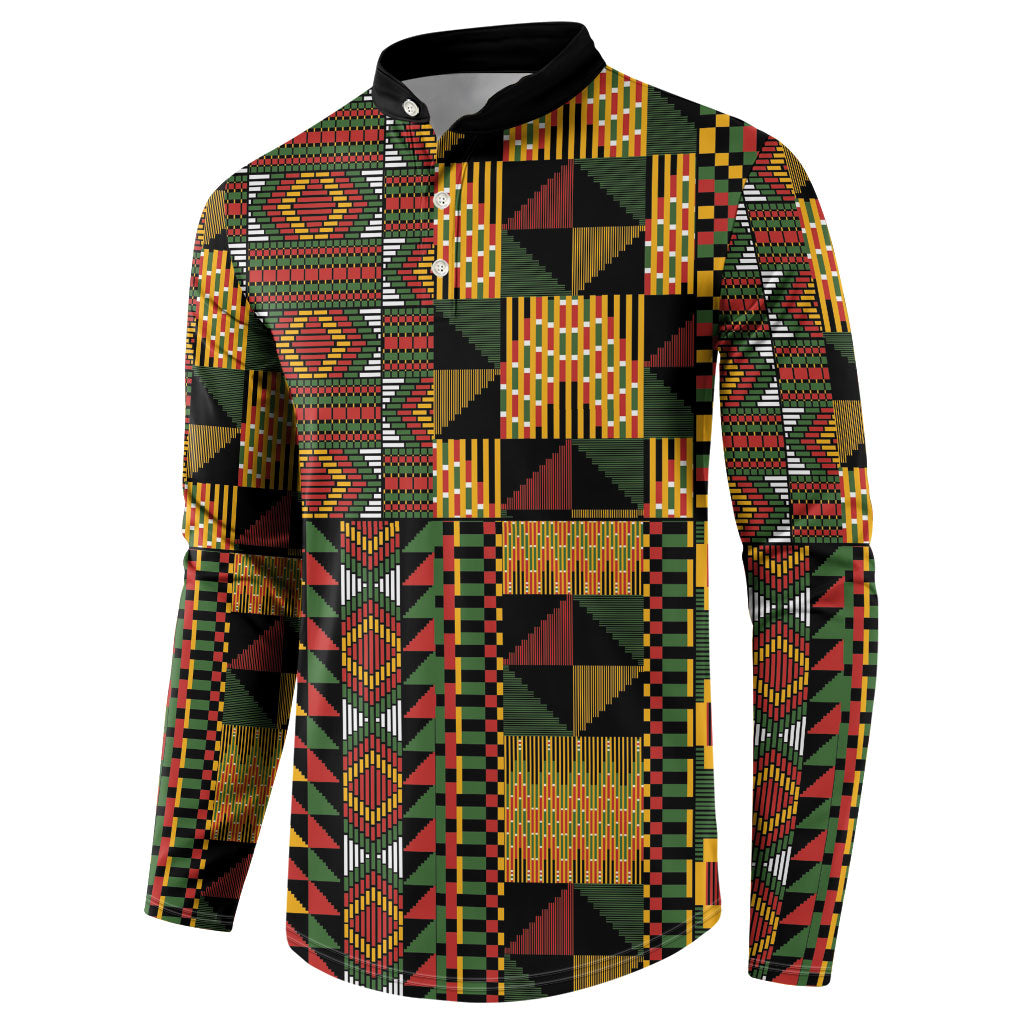 African American Quilt Kente Fusion Button Sweatshirt Version 2