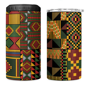 African American Quilt Kente Fusion 4 in 1 Can Cooler Tumbler Version 2