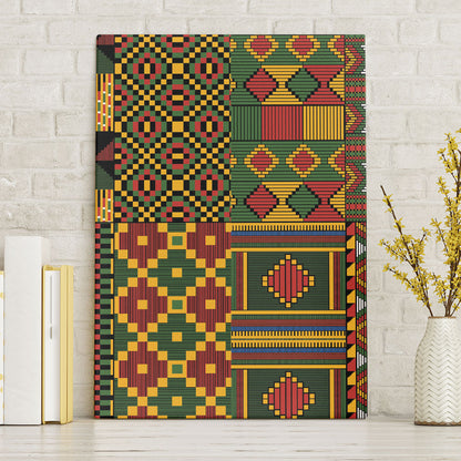 African American Quilt Kente Fusion Canvas Wall Art Version 2