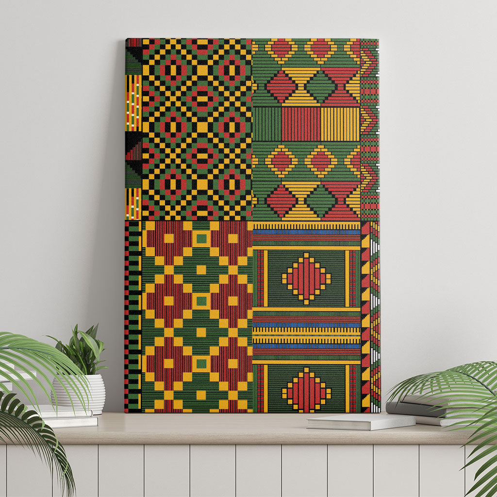 African American Quilt Kente Fusion Canvas Wall Art Version 2